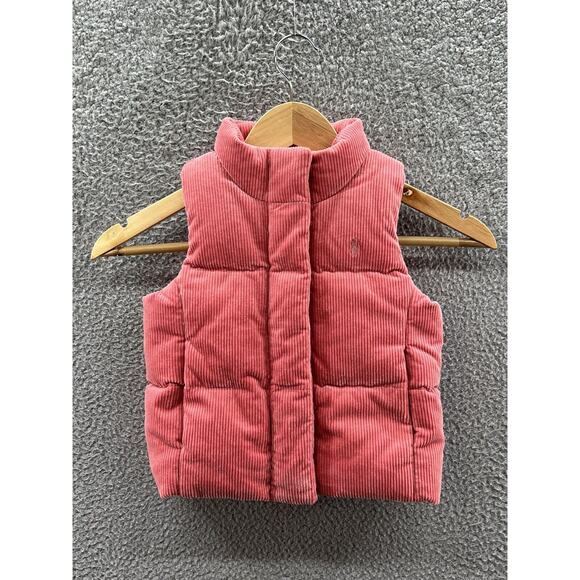 Polo Ralph Lauren Pink Corduroy Down Puffer Vest Toddler Size 4/4T